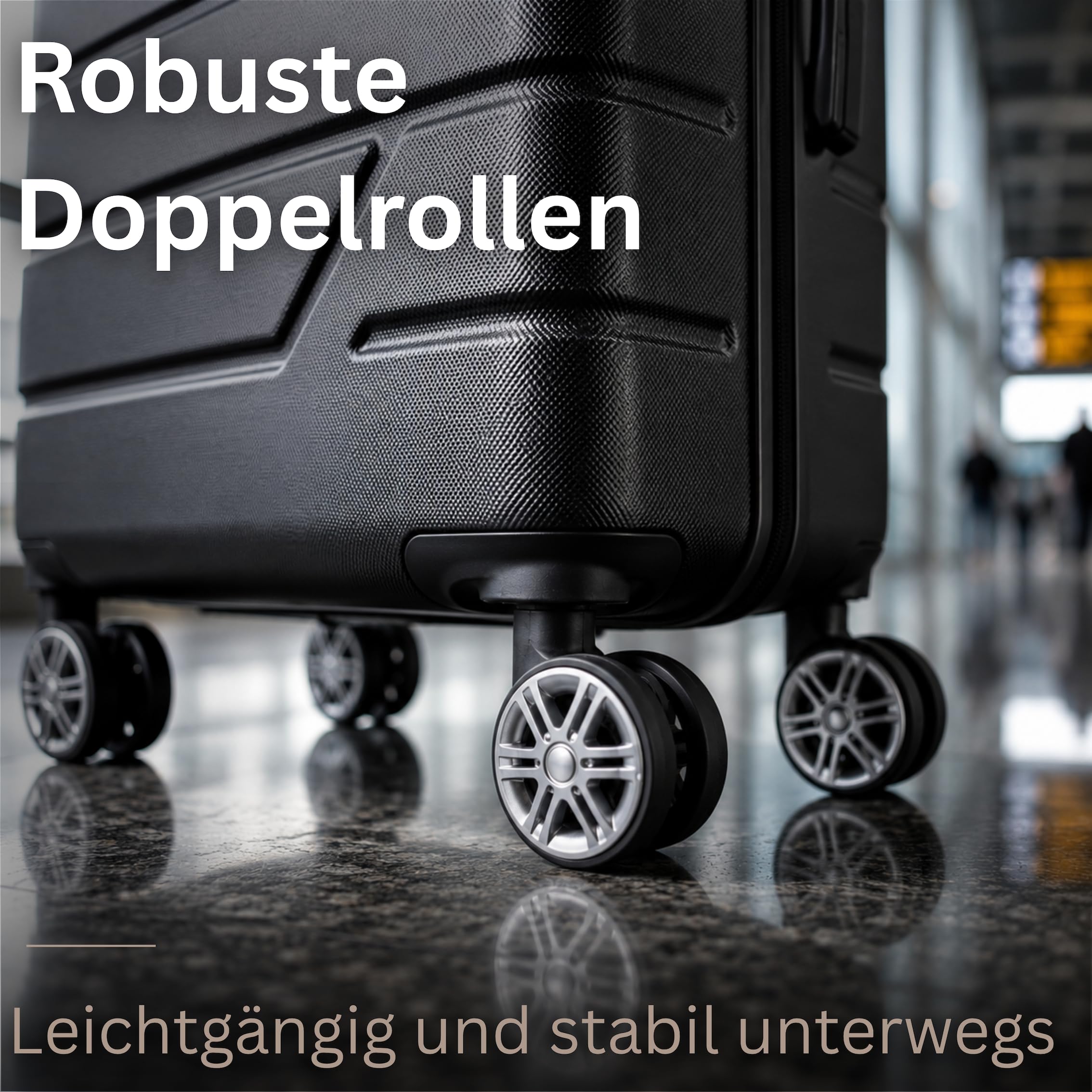 NOWI Hartschalenkoffer XL Groß - 100L Volumen - 158cm Gurtmaß - 8 Rollen 360° drehbar - Leichter Koffer mit Zahlenschloss & Teleskopgestänge - Reisekoffer mit Rollen, Trolley (schwarz, XL)