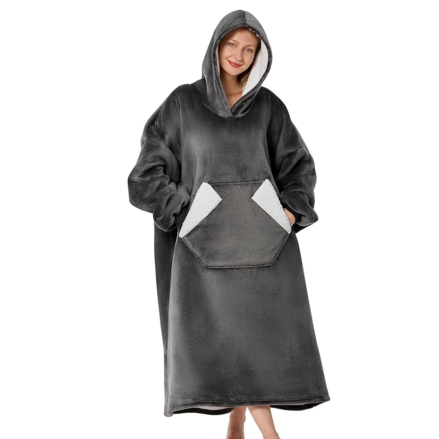 Shamdon Home Collection Oversized Blanket Hoodie, Sherpa Fleece Hoodie Blanket For Adults, Wearable Blanket For Men & Women, Giant Hooded Sweatshirt Throw With Pocket,Pizza