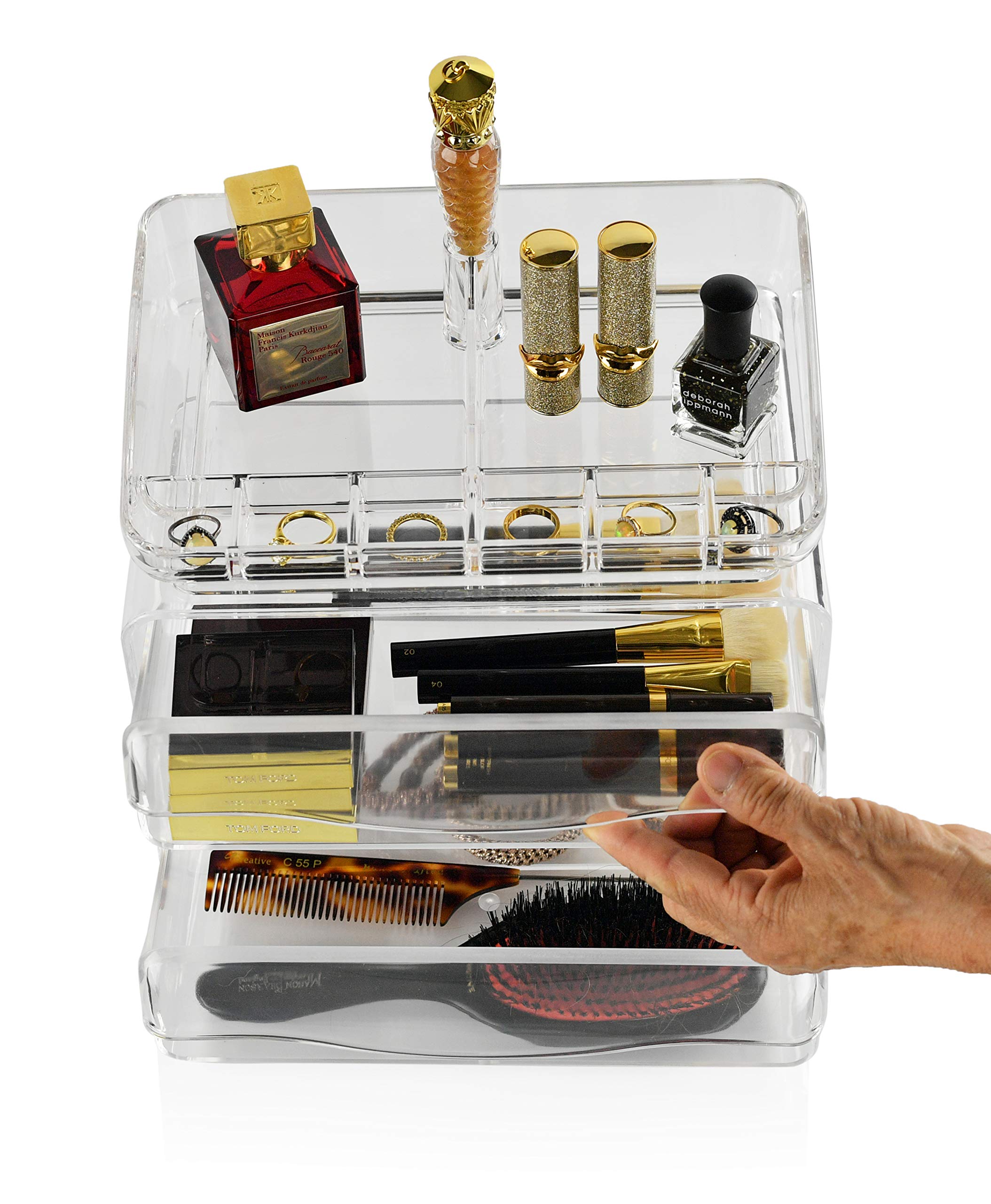 ARAD Organizer in acrilico a 2 cassetti per forniture da ufficio o trucco e cosmetici