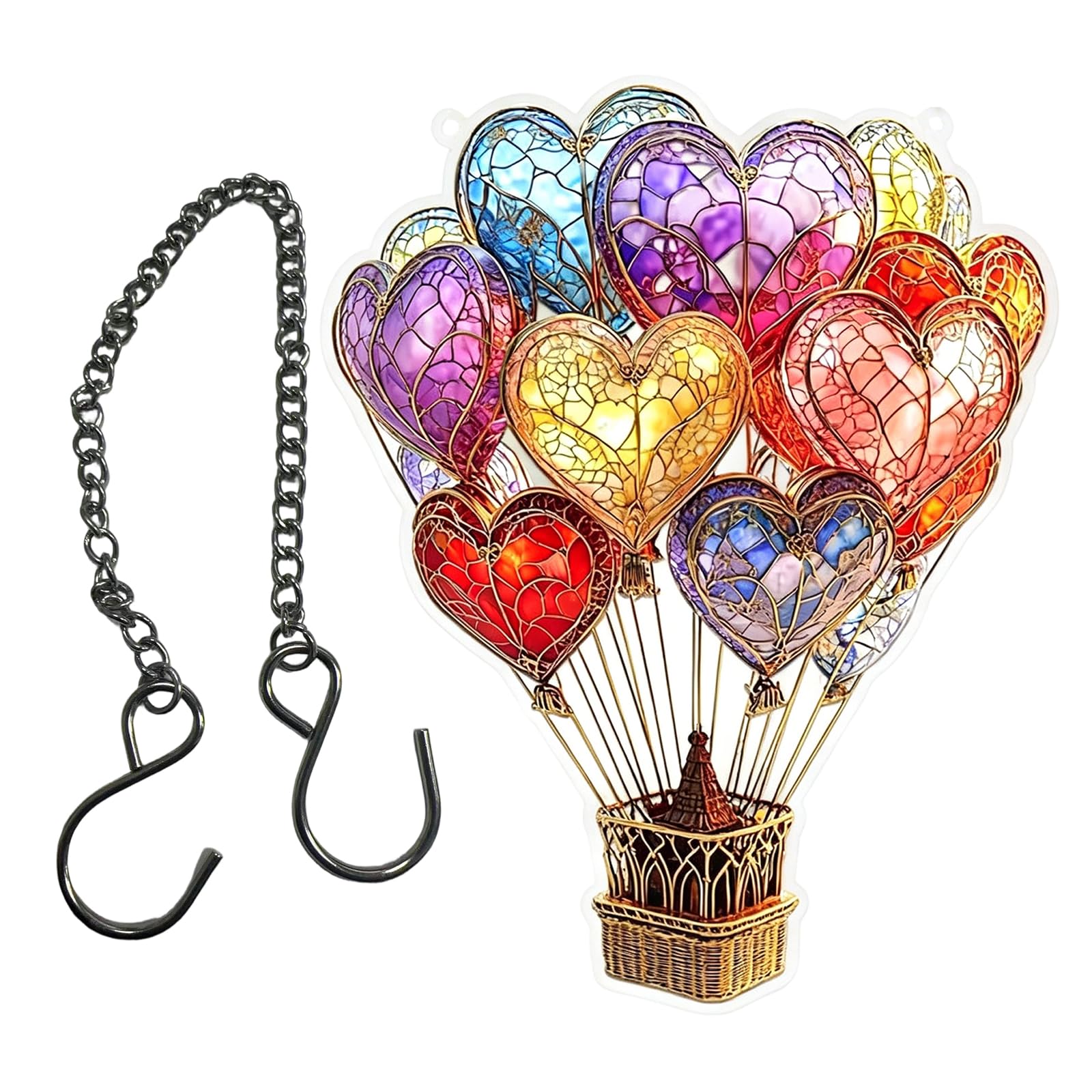 Stained Glass Window Hanging, 2D Acrylic Hot Air Balloon Sun Catchers Colorful Panel Hot Air Balloon Suncatchers Hanging Acrylic Decorations