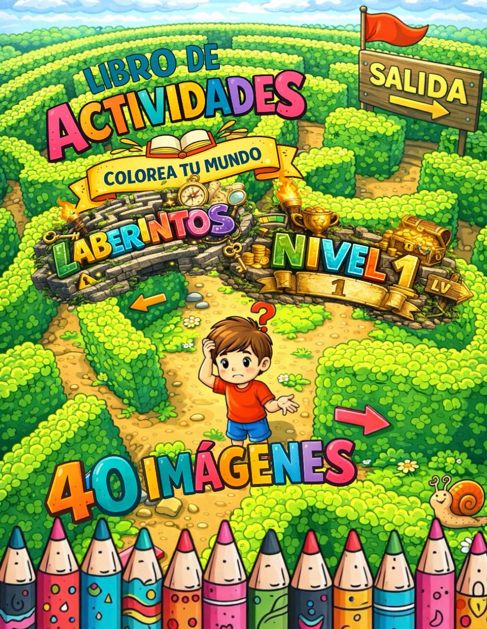 Libro de actividades. Laberintos.: Nivel 1. 40 imagenes.