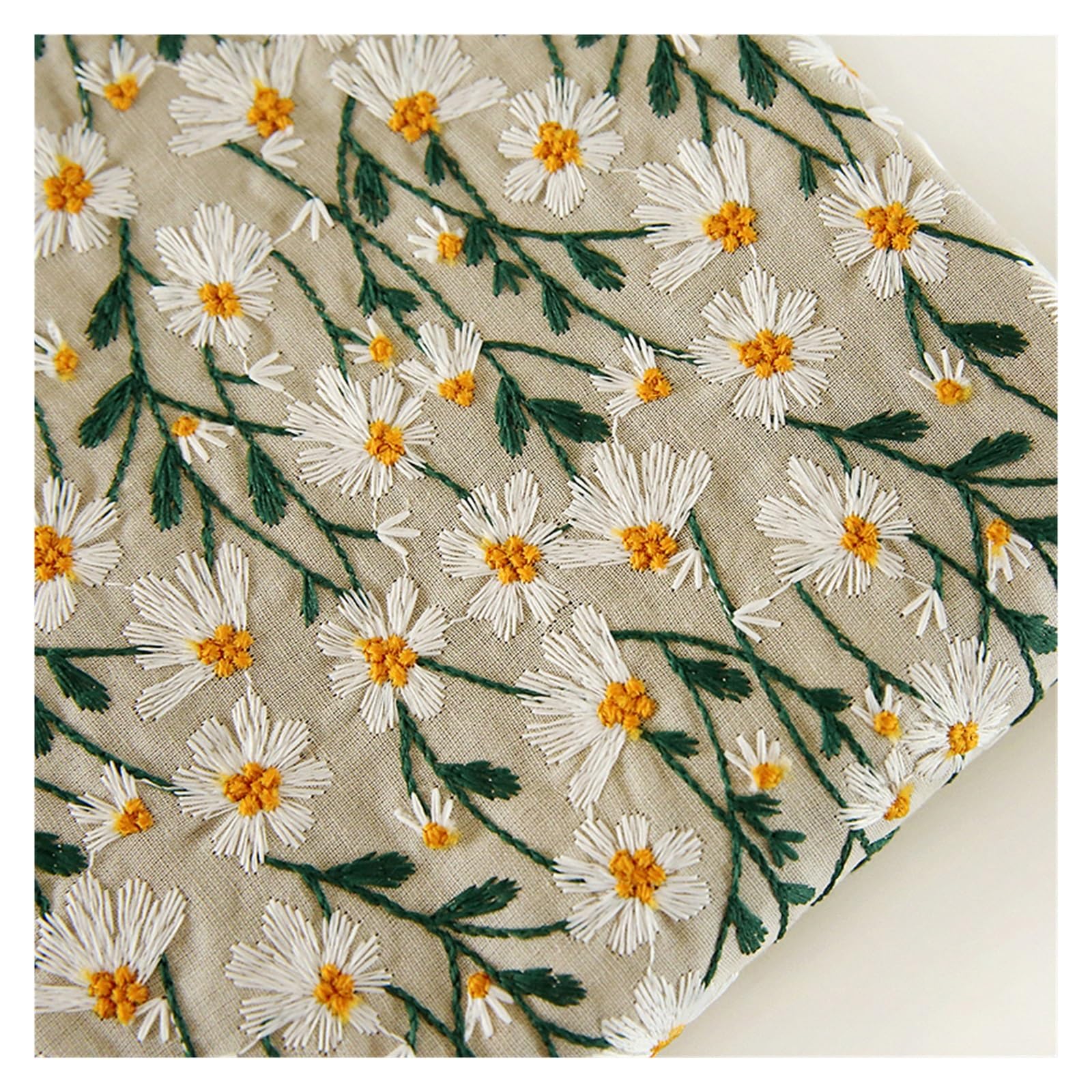 Tkanina brokatowa w kwiaty, Tkanina lniana bawełniana haftowana żakardowa 3D Daisy 50/100/200x135cm