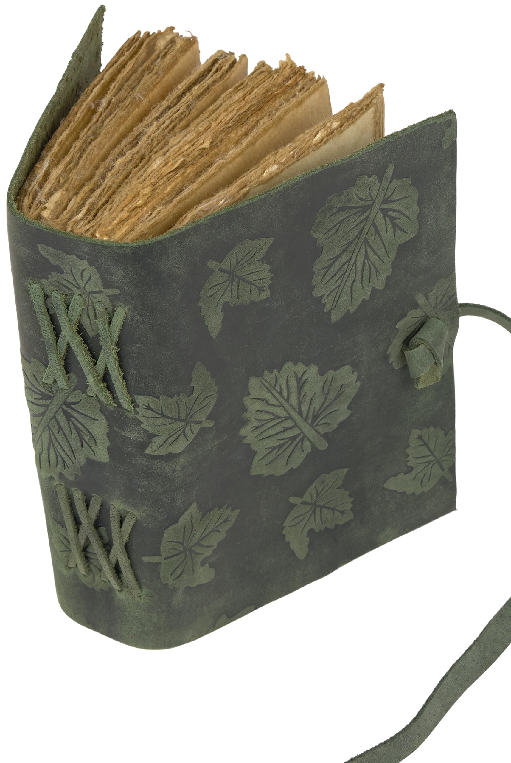 Taccuino pelle vintage verde con carta di cotone 21x16 cm ideale come diario da viaggio o agenda in pelle artigianale
