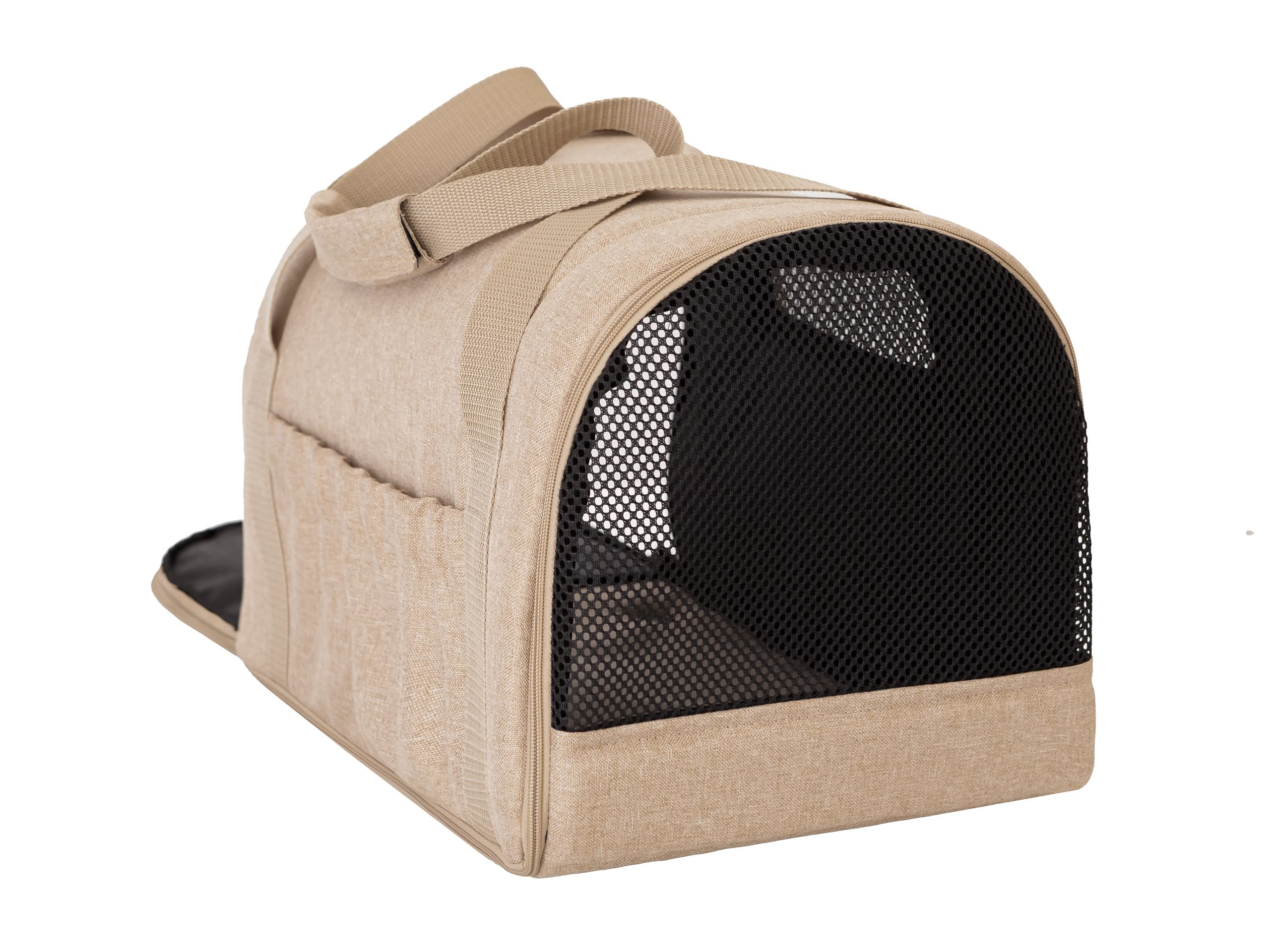 Bolsa de transporte para gatos, bolsa de transporte para mascotas, plegable, bolsa de transporte para perros o gatos, color beige, tamaño 2: 31 x 49 x 31 cm