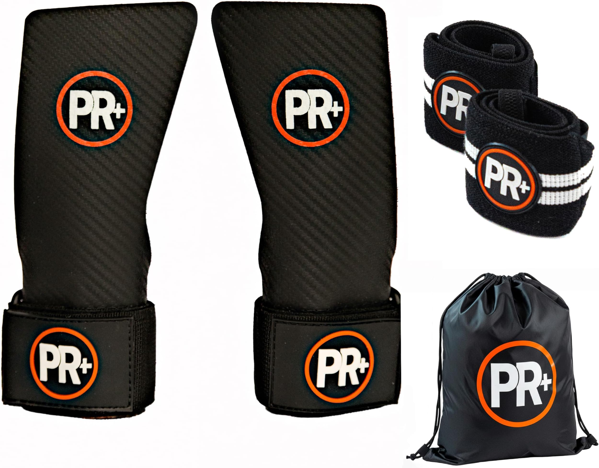 - PR+ Gymnastics Hand Grips for Pull Ups Weightlifting and Cross Training - No Hole - Chalk Free - Triple Layer Hand Protection - Optional Wrist Wraps