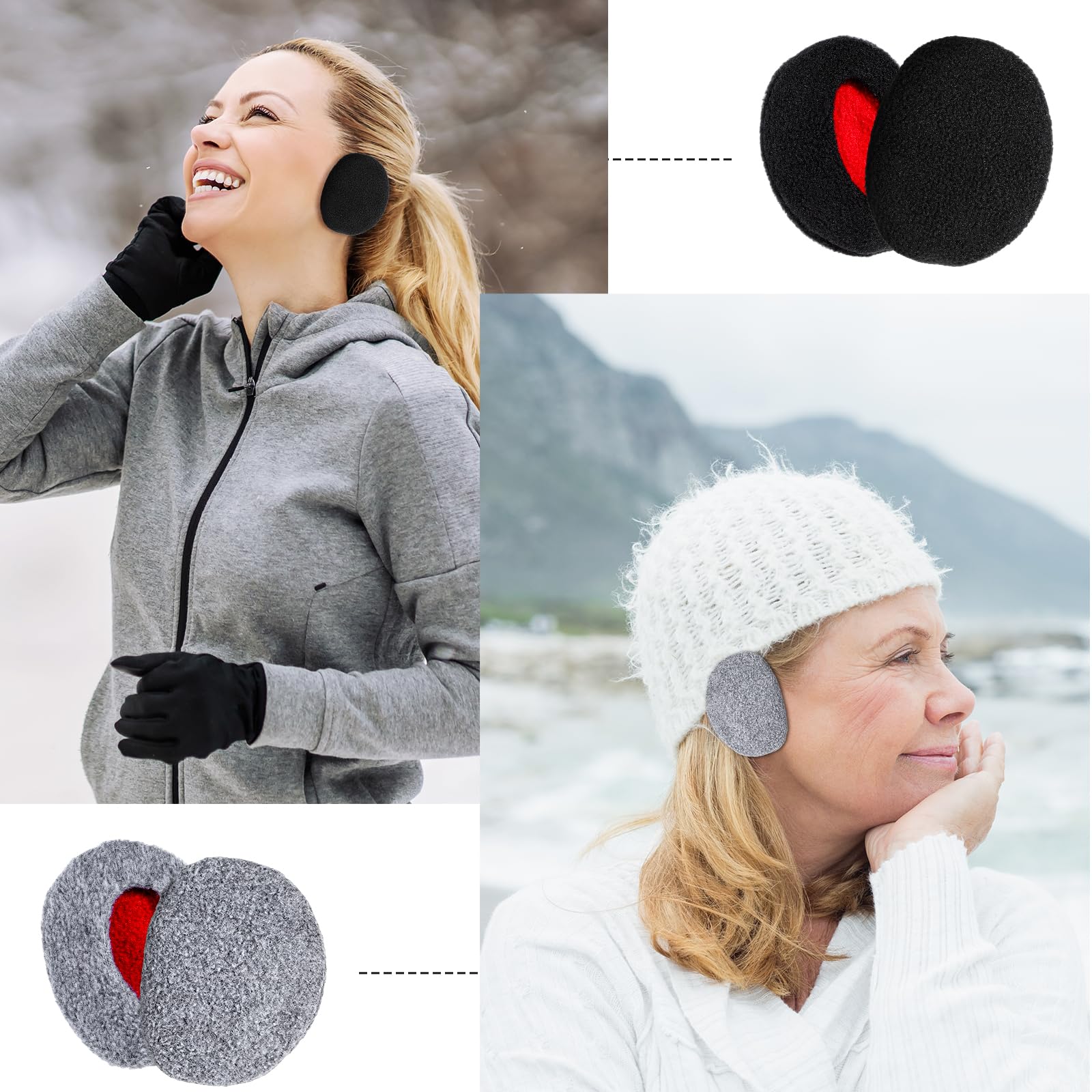 Grevosea 2 Paar Ohrenwärmer Damen/Herren Earbags Ohrenschützer dicke Winter Ohrenschützer ohrenwärmer für männer & frauen,ohrwärmer ohne Band für Damen/Männer/Kinder