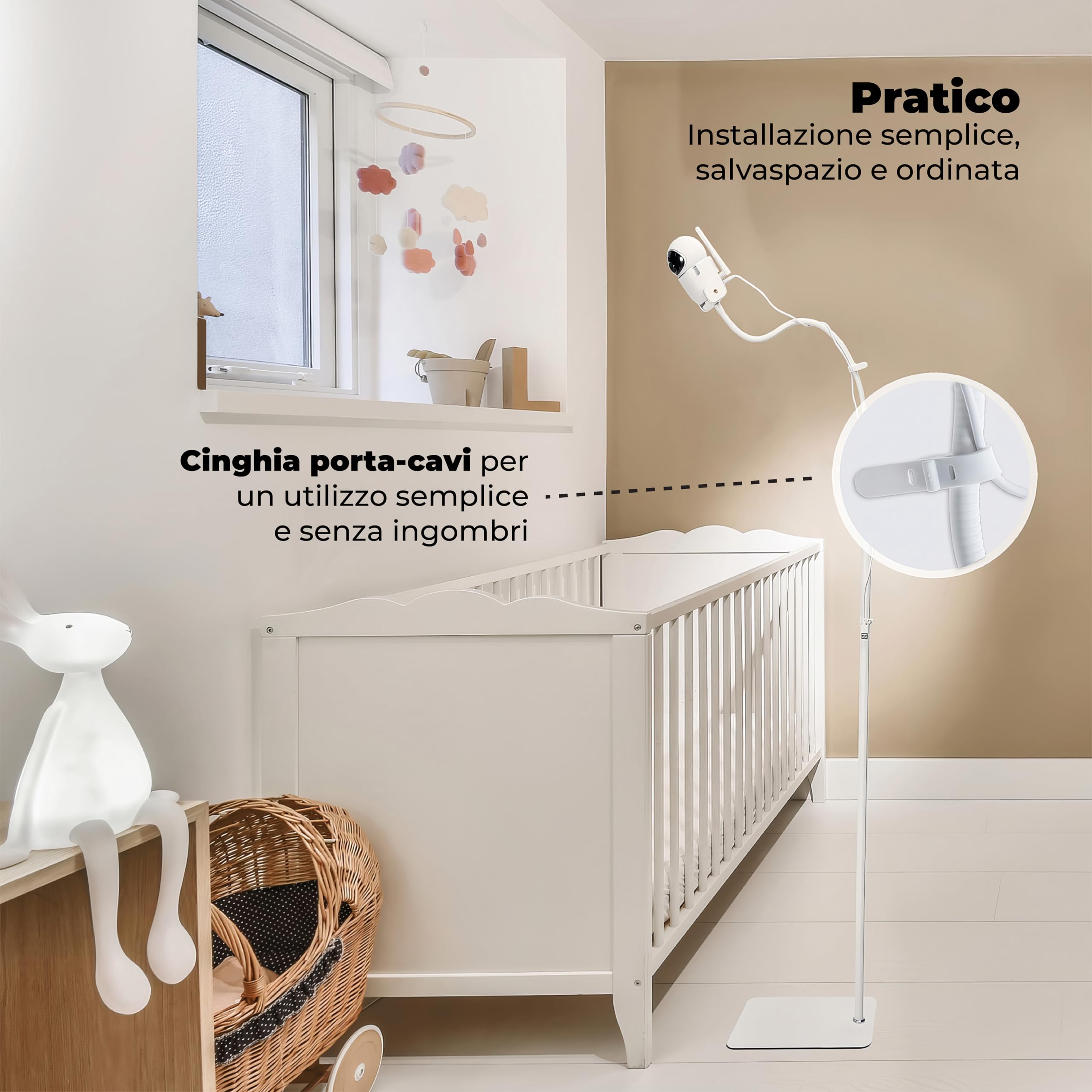 goozie Supporto da pavimento per baby monitor, compatibile con i modelli di fotocamera universale Babysense, Boifun, Hellobaby, GHB, Tapo, Vtech e tutte le fotocamere con vite da 1/4 di supporto per