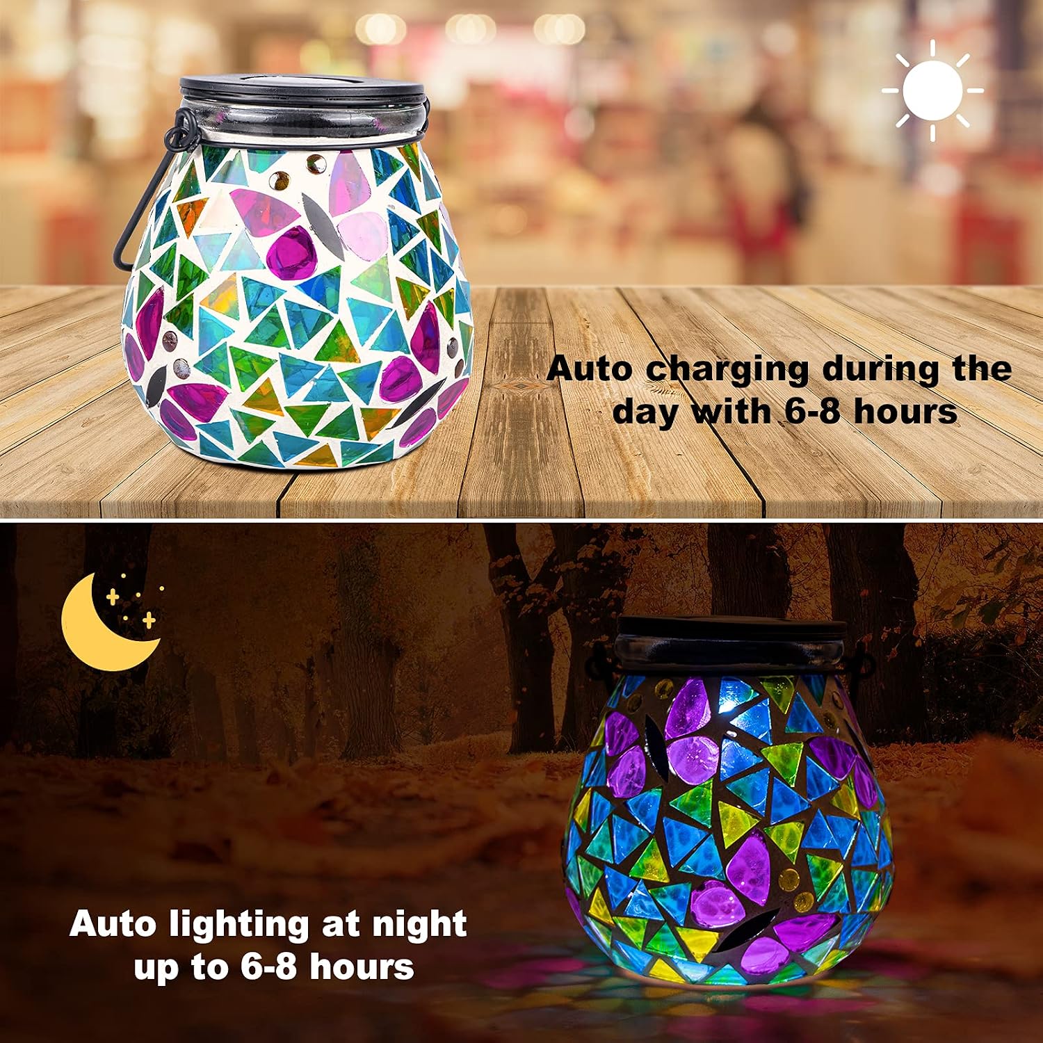 Bshine Butterfly Solar Lantern Outdoor Hanging Waterproof, Mosaic Butterfly Solar Light Indoor Valentine's Day Decor Table, Garden Decor for Yard Outside, Path, Lawn, Birthday Gift for Mom Women