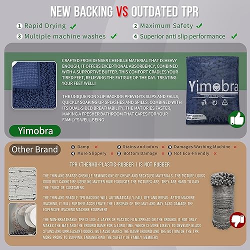 Miniatura 96 de Yimobra - Tapete de baño largo de felpilla, grande de 55.1 x 24 pulgadas, microfibra gruesa, absorbente, extrasuave, antideslizante, peludo, lavable