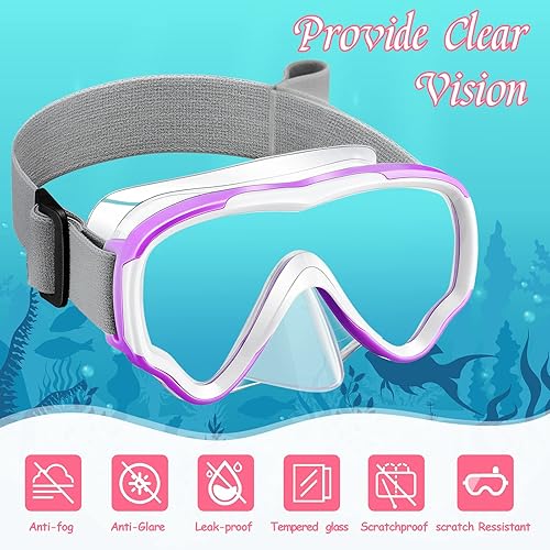 Miniatura 3 de Paquete de 3 gafas de natación de silicona para buceo, gafas de natación antivaho, gafas de natación de vidrio templado, máscara de esnórquel para