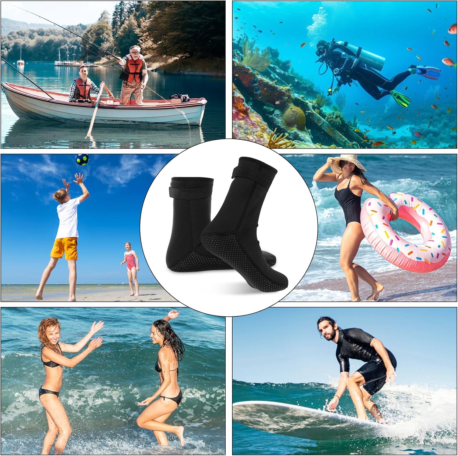 JIEYAO Neoprene Water Socks 3mm, Swimming Diving Socks Water Sports Fin Boot Sock Neoprene Surf Booties Dive Boots for Snorkeling Beach Volleyball - Image 7