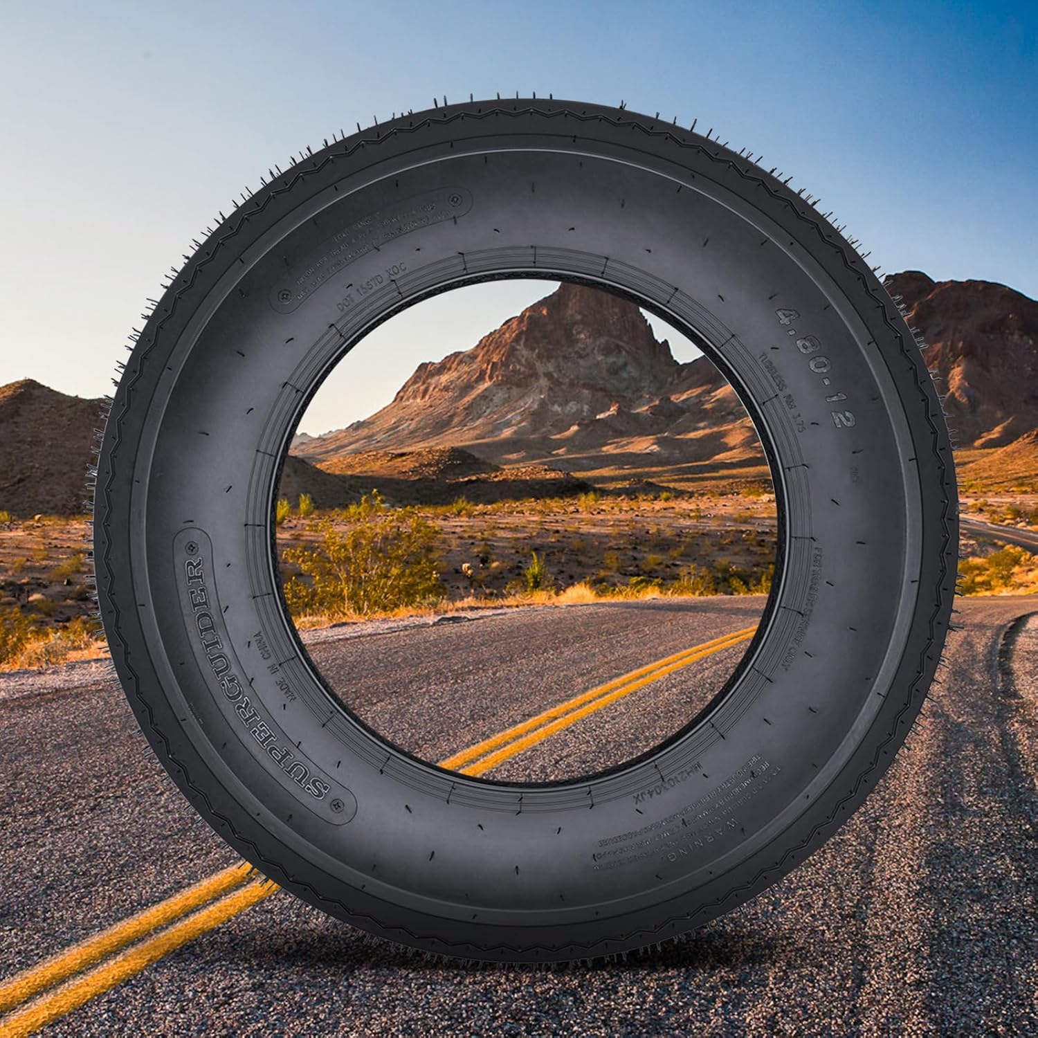 4.80-12 6PR Trailer Tire Set of 2,Heavy-Duty Trailer Tire Set,All-Season & 12" Fuel Saving Design Fits Camper, Cargo, Horse, Boat and Utility Trailers