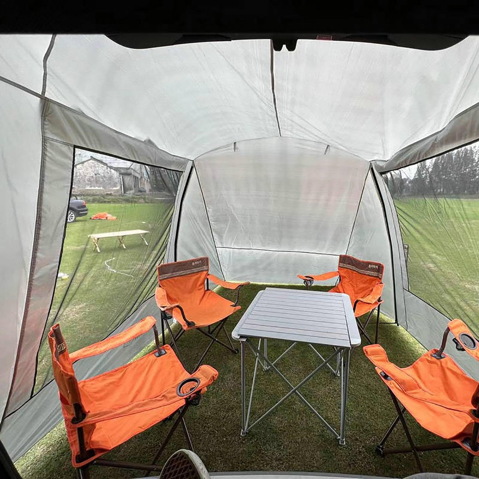 Tende per SUV, tenda da campeggio per veicoli, tenda da campeggio per auto, tenda parasole per portellone posteriore, grande spazio ombreggiante, tenda da campeggio per Suv con rete integrata, tenda