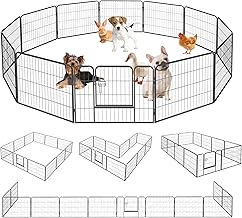 Qianruida Parc pour Chien Métal 80cm x 60cm Haut Enclos Chiots Intérieur et Extérieur Clôture Pliable 12 Panneaux