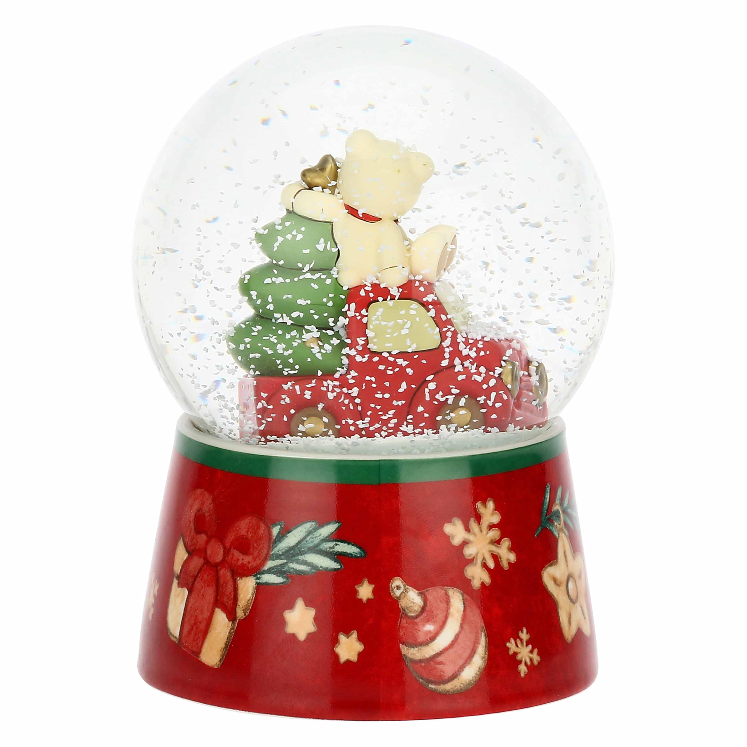 THUN, Boule De Neige Gnomo Oliver E Teddy in Vetro e Ceramica di Alta Qualità, Versione Grande, Collezione Natale, Arredamento da Collezione, Idea Regalo per Natale, Ø 9,9 cm; 14 cm h
