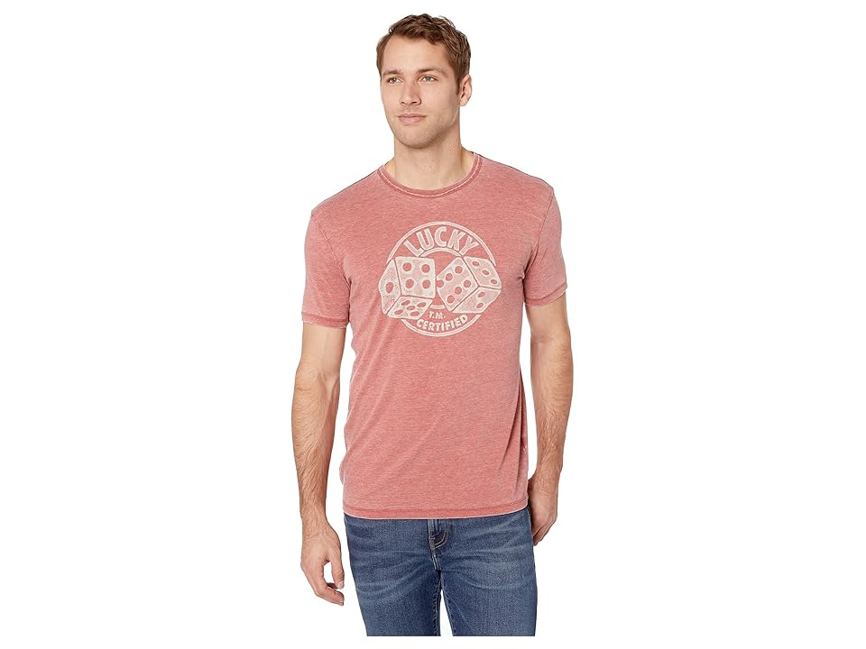 

Lucky Brand Dice Stamp Tee (Cowhide) Men's T Shirt, Red