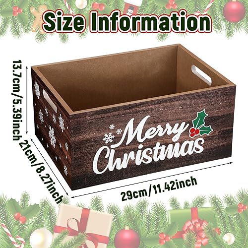 Miniatura 2 de Namalu Caja de almacenamiento de barra de cacao caliente de Navidad con asas, caja de madera rústica de granja para plato de dulces de Navidad para