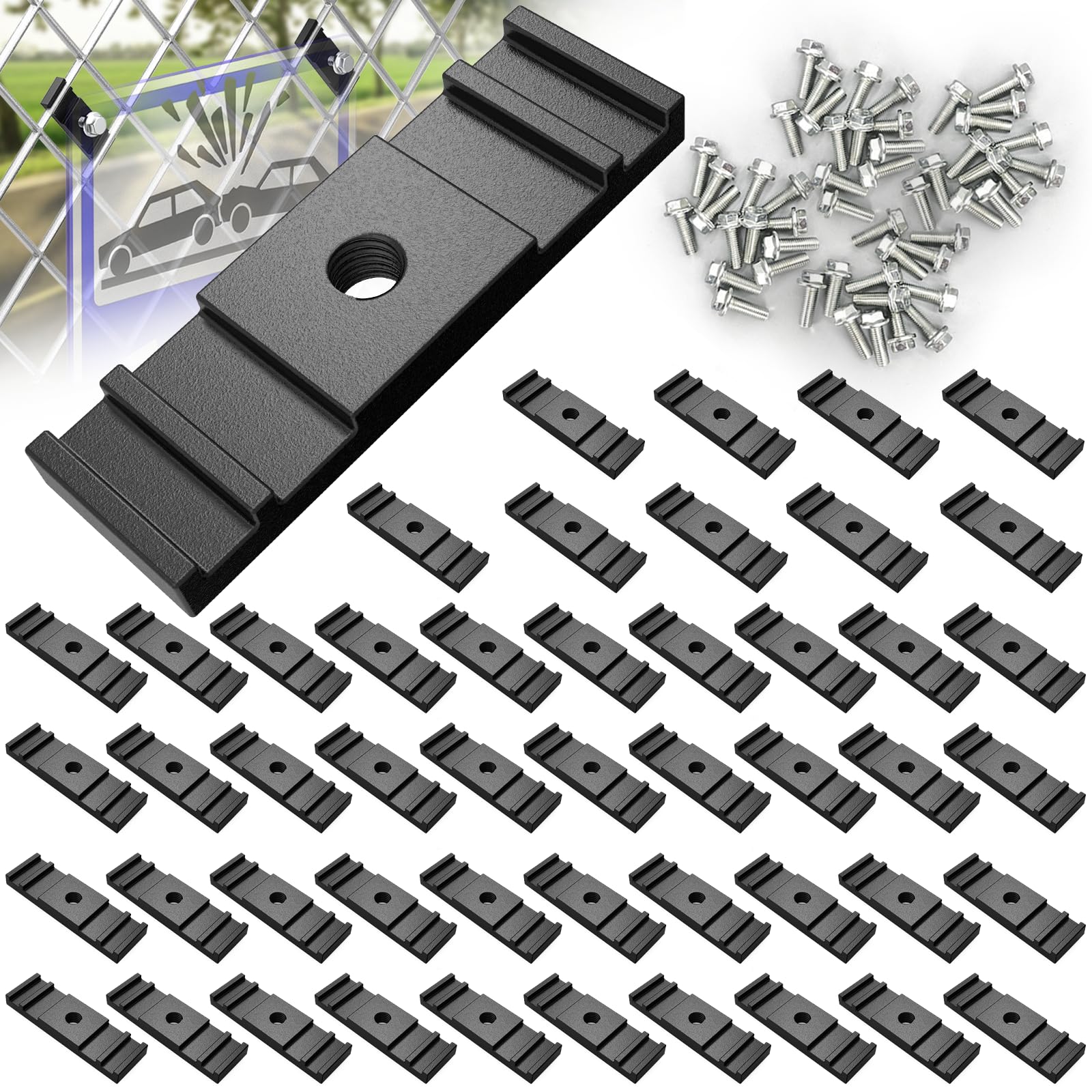 Chain Link Fence Parts 12-Pack Chain Link Fence Sign Clips - Plastic  Mounting Brackets With Stainless Steel Bolts Electric Bike Horn
