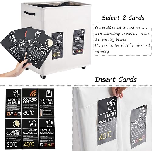 Miniatura 5 de Haundry - Cesta grande plegable para ropa sucia con ruedas, impermeable, capacidad de 22.66 galones (85.8 litros), cesta de almacenamiento