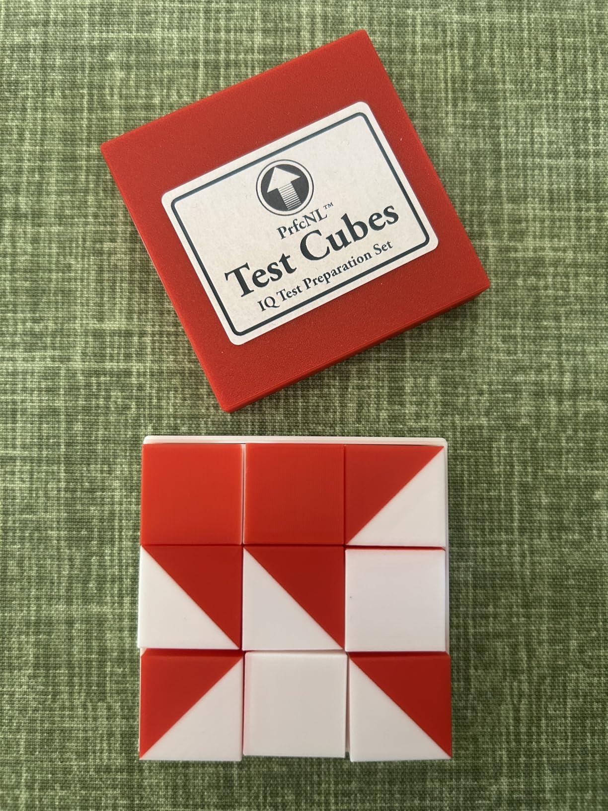 PrfcNL IQ Test Cube – 9 Cubes De Kohs Pour Tests WISC WAIS WPPSI – Livret PDF + Appli Incluse – Basic Red