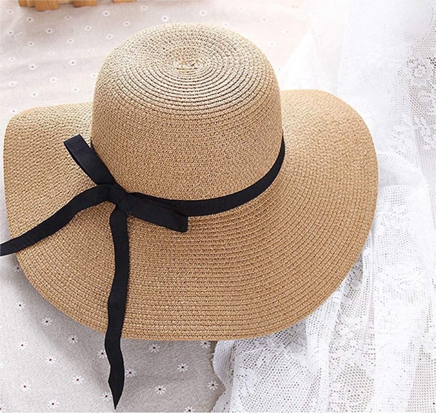 Casquette Visiere Femme, Summer Chapeaux De Soleil en Paille Pliable Beach Brim Ladies Floppy Sun Hat Summer Women for Surf Pliable, Chapeau de Plage