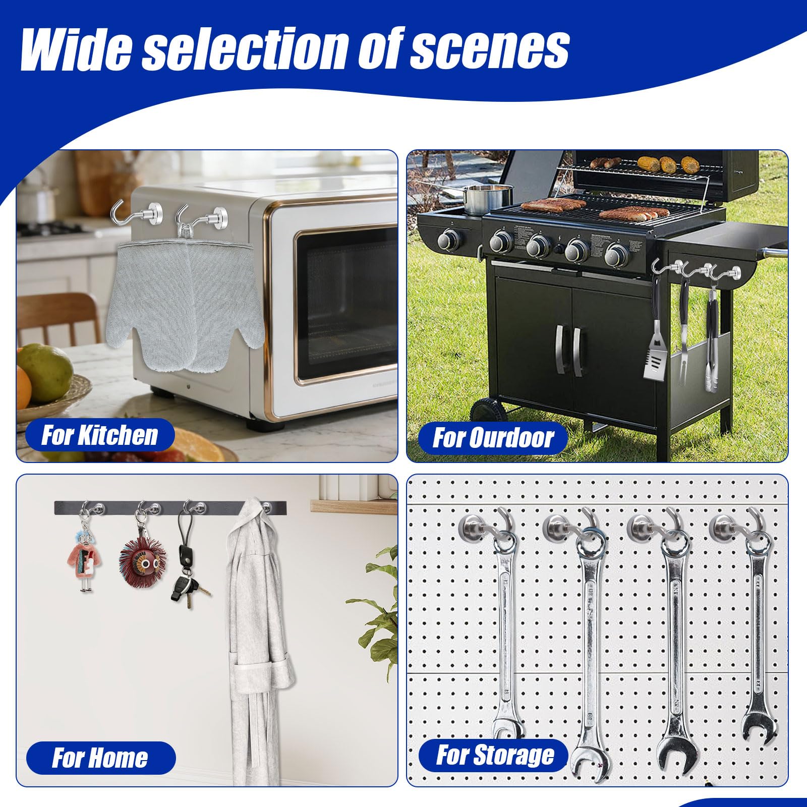 Paquete de 120 ganchos magnéticos, ganchos magnéticos de neodimio de 16 mm para cocina, garaje, parrilla, crucero, lugar de trabajo y oficina