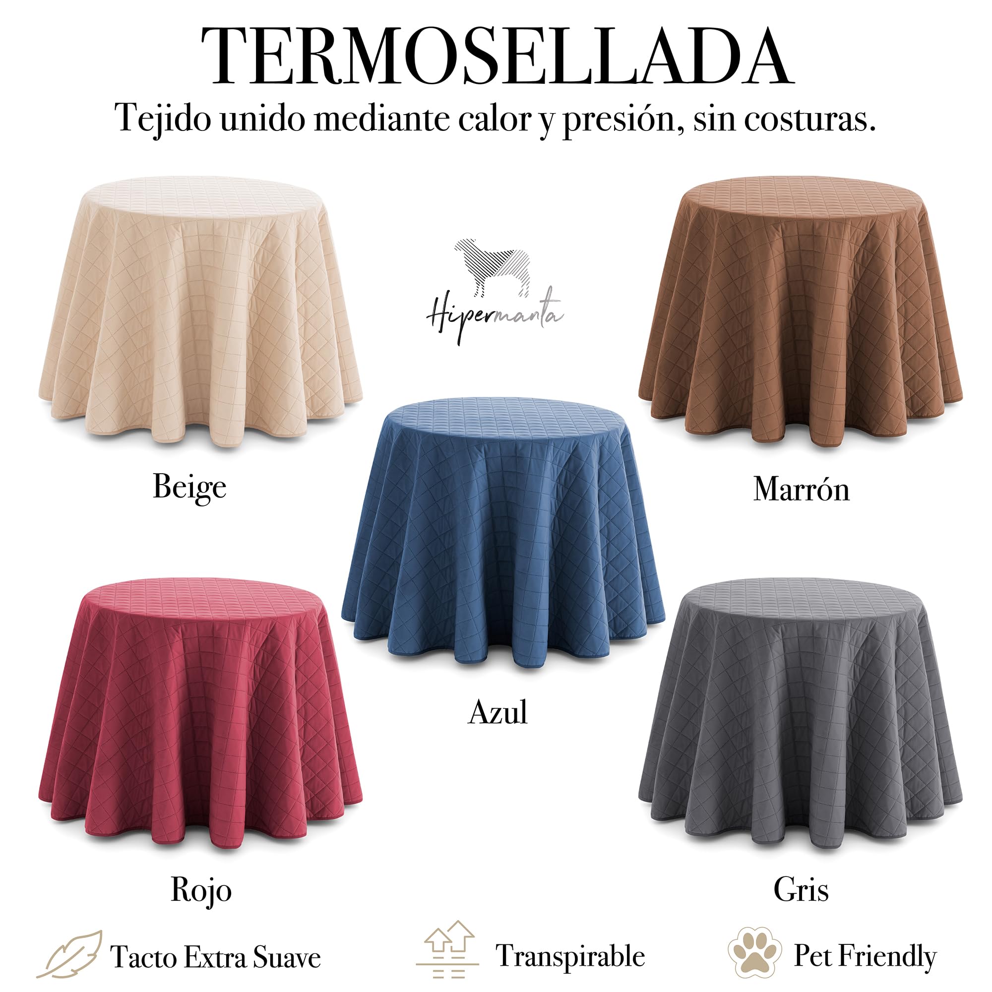 Falda para Mesa Camilla Acolchada. Falda Mesa Camilla Redonda. 90 cm. Ropa Mesa Camilla Lisa Suave. Mesas Camilla Invierno.Cuadros. Color Gris