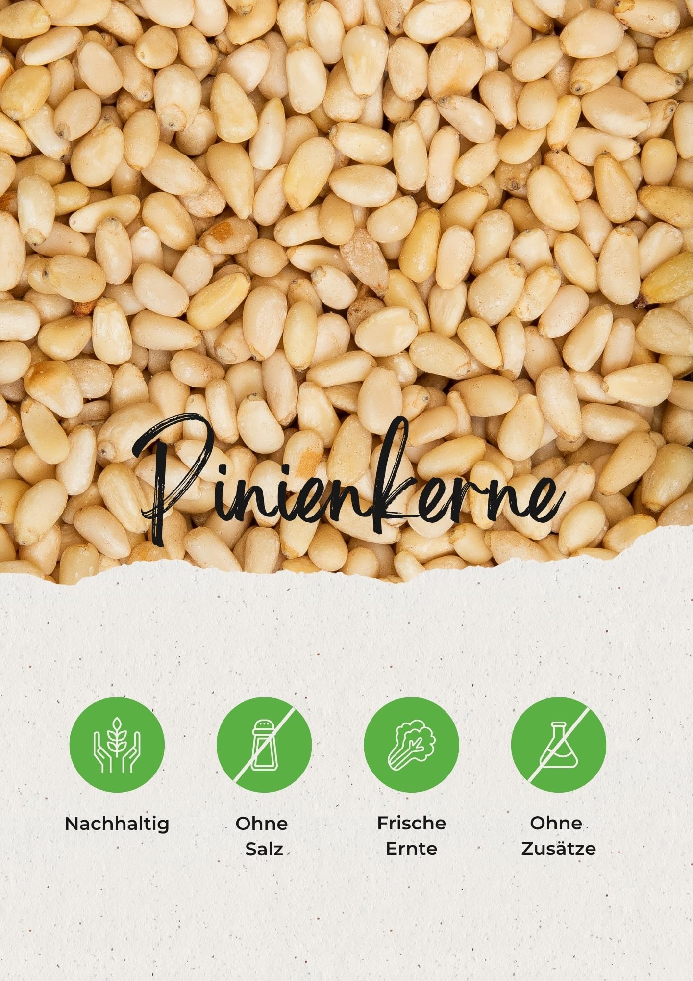 Vitalesia Pinienkerne naturbelassen 250g | Premium Qualität | ungeröstet & ungesalzen | geschält | ohne Zusätze | roh | mild-nussig | glutenfrei | vegan