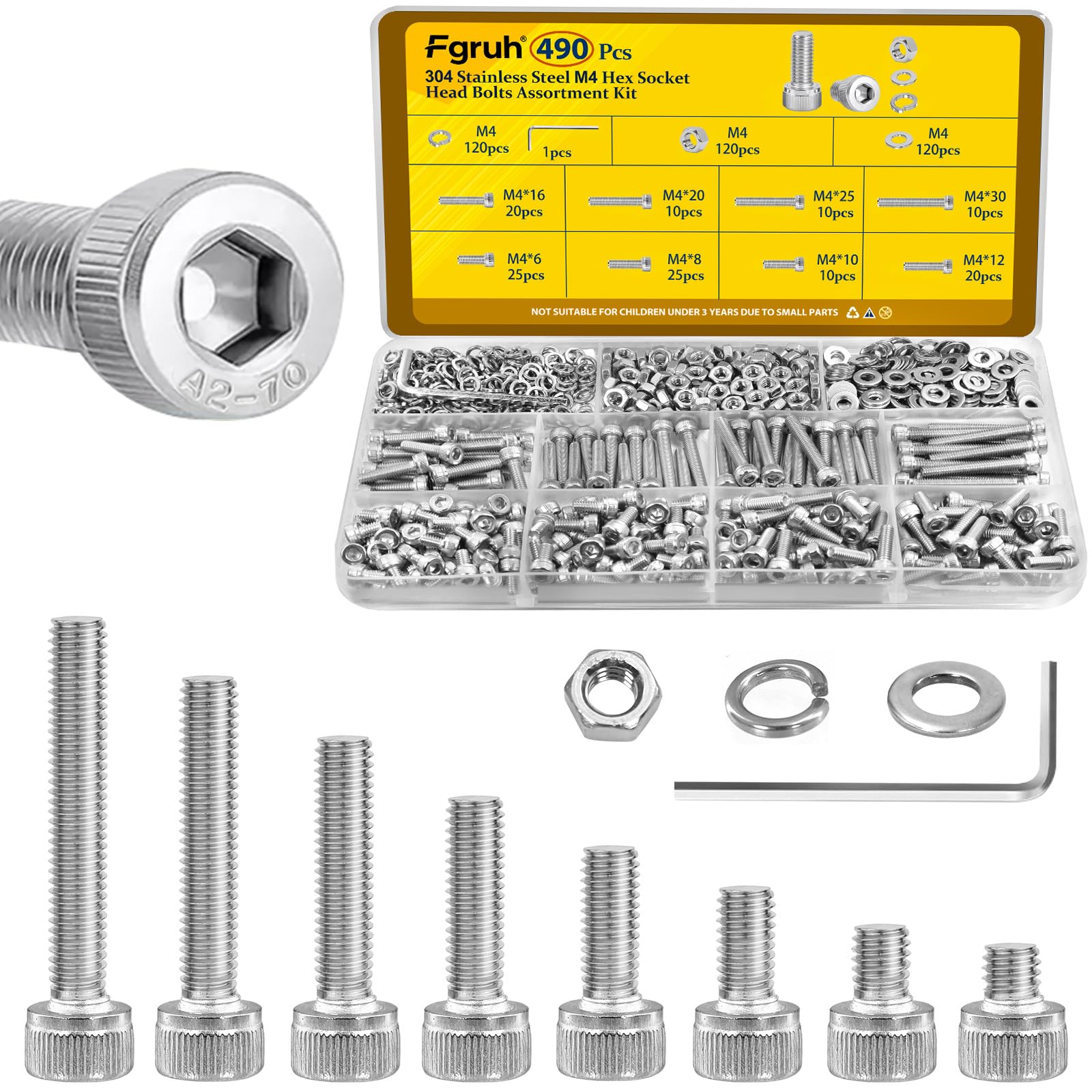 1220PCS M3 M4 M5 M6 Metric Hex Socket Head Screws Assortment Kit — Amazon image 20