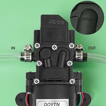 12V Diaphragm Water Pump 1.2 GPM 80 PSI Self Priming Sprayer Pump with Pressure Switch, Hose Clamps for RV, Camper, Marine, Boat, Garden, Car Wash