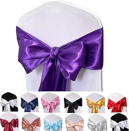 Vista 12 de Bandas de satén para silla, 50 lazos para silla, bandas traseras para bodas, fiestas, eventos, banquetes, decoración de sillas (plateado) Plata,Azul