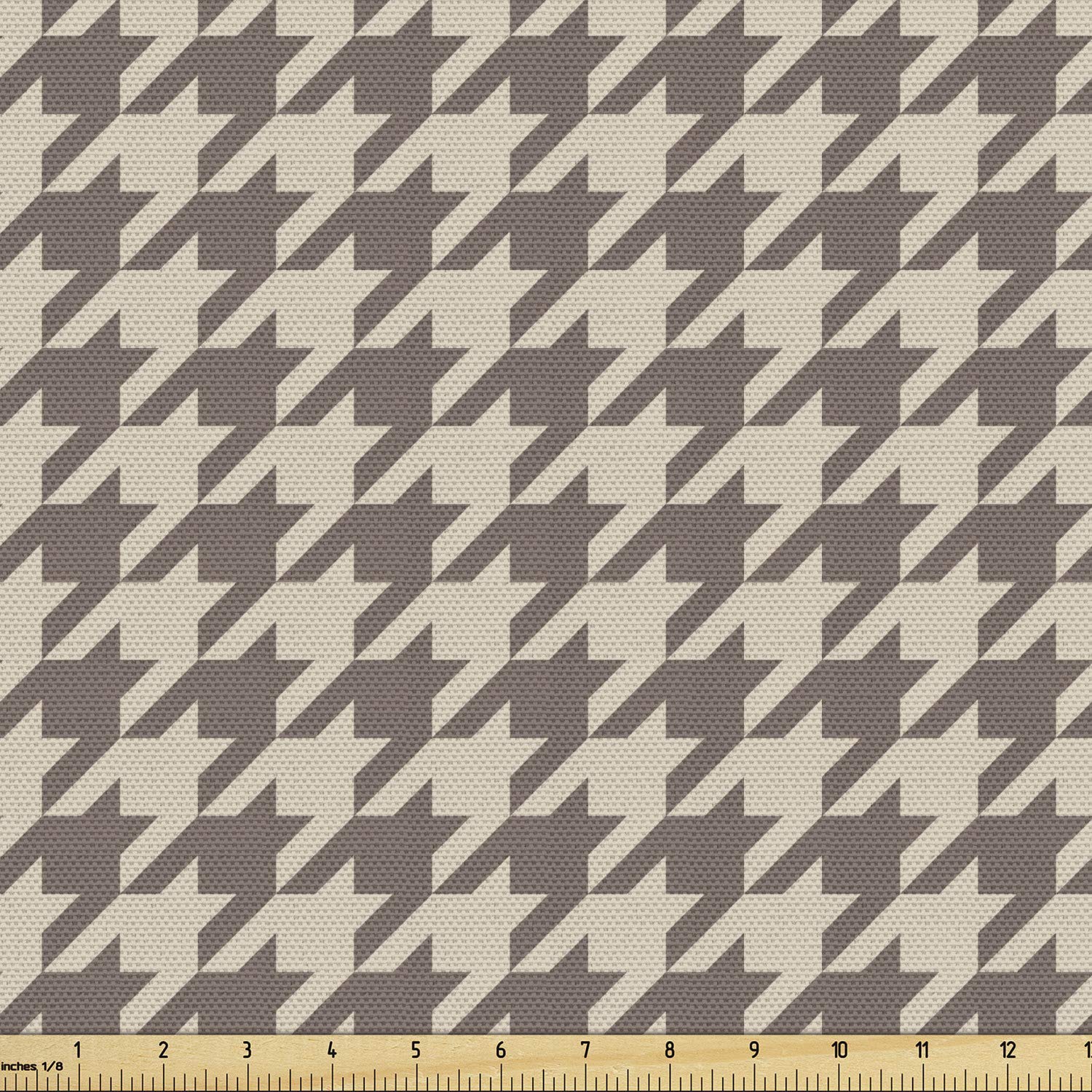 Lunarable Vintage Fabric by The Yard, Traditional Scottish Houndstooth Pattern in Pastel Colors Tartan Plaid Retro, Decorative Fabric for Upholstery and Home Accents, 3 Yards, Brown Umber