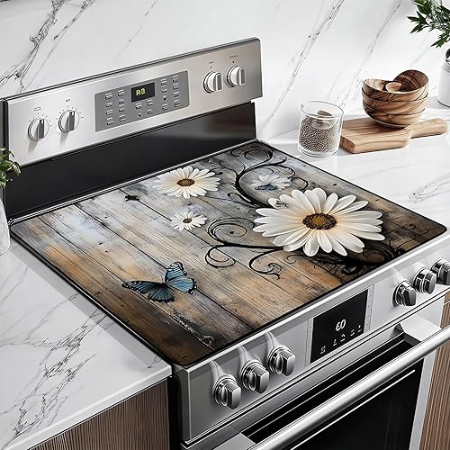 Miniatura 8 de Cubierta de estufa de vidrio resistente al calor con revestimiento de goma antideslizante – Protector de estufa eléctrica, resistente a los