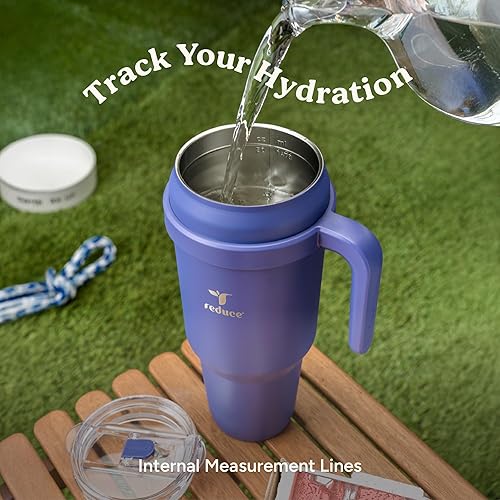 Miniatura 6 de REDUCE Cold1 - Vaso de 50 onzas con asa, botella de agua de acero inoxidable aislada al vacío para el hogar, la oficina o el automóvil, taza