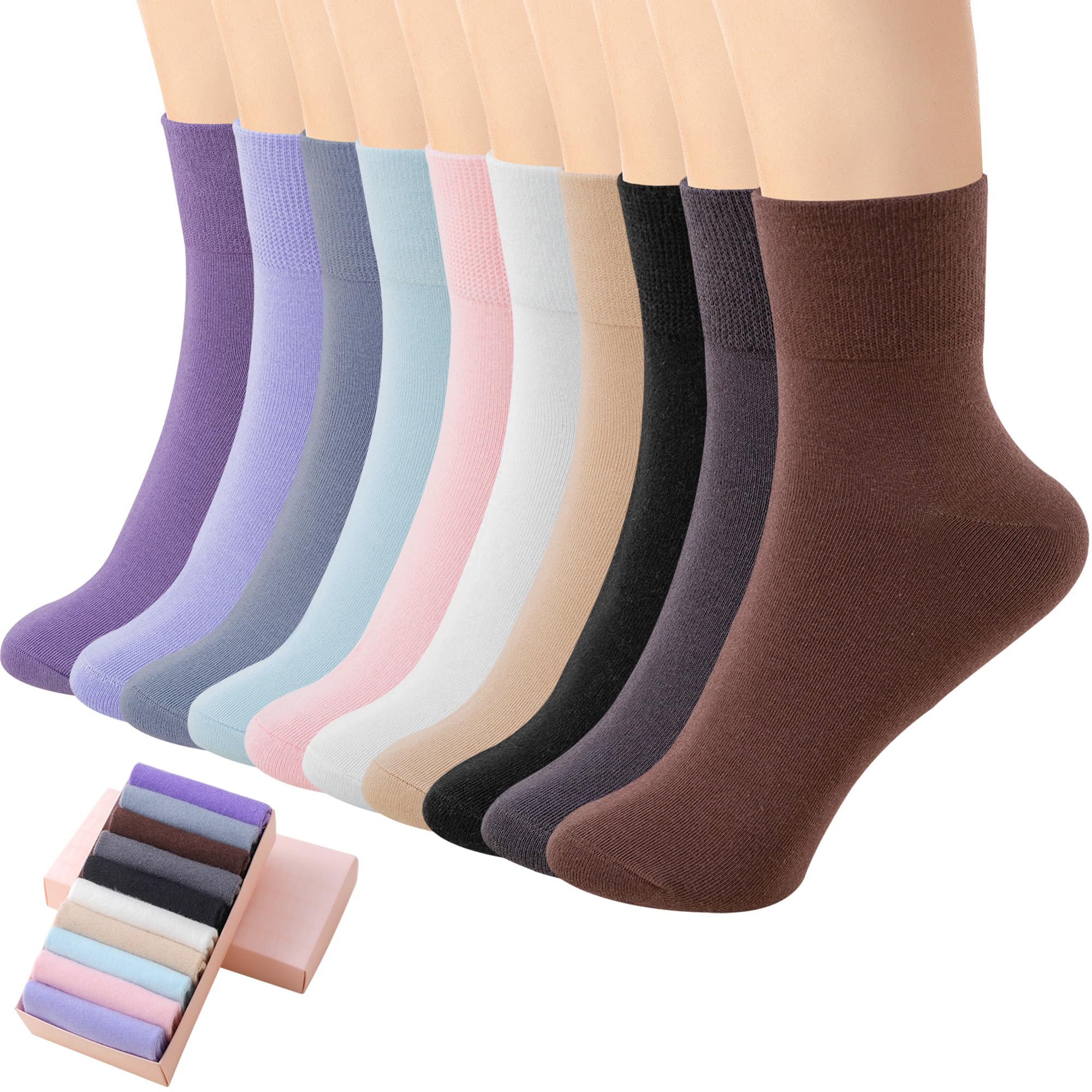 HUGSWEET Cotton Soft Comfy Crew Ankle above Socks for Women Gift 5-10 Pairs