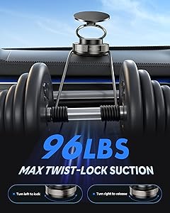 Vacuum Magnetic Phone Holder for Car,2800gf Strong Magnetic Phone Mount,360 Adjustable & Reinforced Suction Cup for Dashboard/Mirror,Car Phone Holder Compatible with iPhone AndroiMatte Black