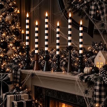 Honoson 6 Pcs Halloween Flameless Taper Candles 10.6 Inch Table Home Decor