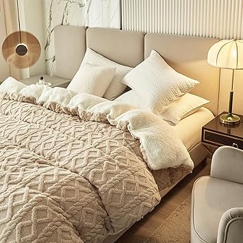 Winter Thickened Insulation Fluffy Comforter Cover, Super Soft Breathable Faux Fur Duvet Covers with Zipper Closur, Plush Double Sided Velvet Blanket 0x150cm39.3x59, Khaki