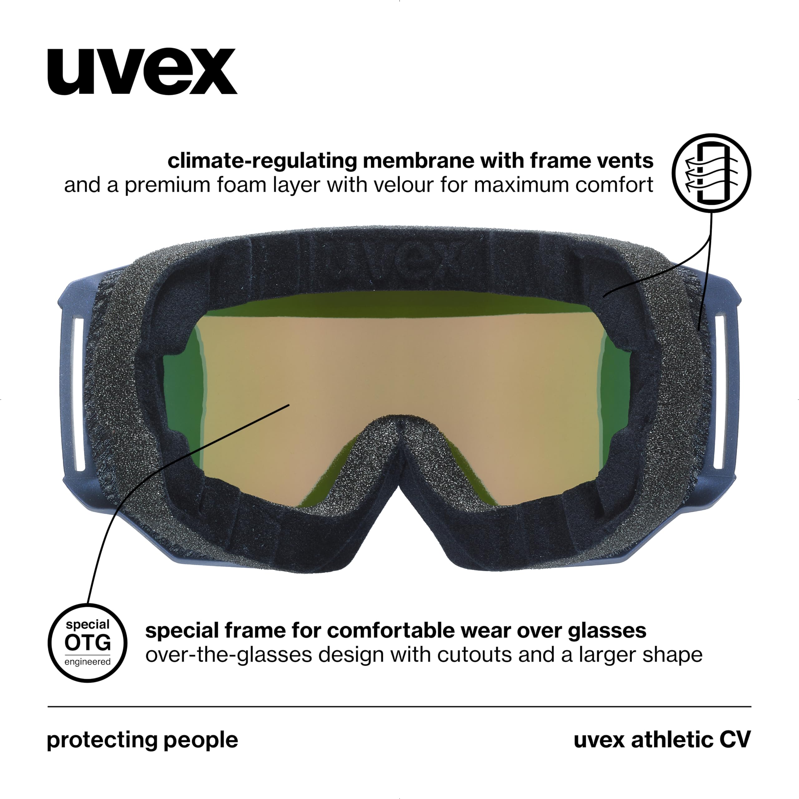 Uvex Uvex Athletic Cv maschera da sci Unisex - Adulto (Pacco da 1)