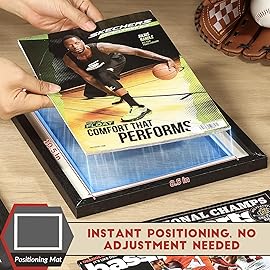 JupDec Sports Magazine Frame, Premium Wood Display Case for 8 x 10.5 Magazines, Wall Mount or Tabletop Stand, Layered Design with Positioning Mat, Perfect for Sports, Fashion & Home Decor, White