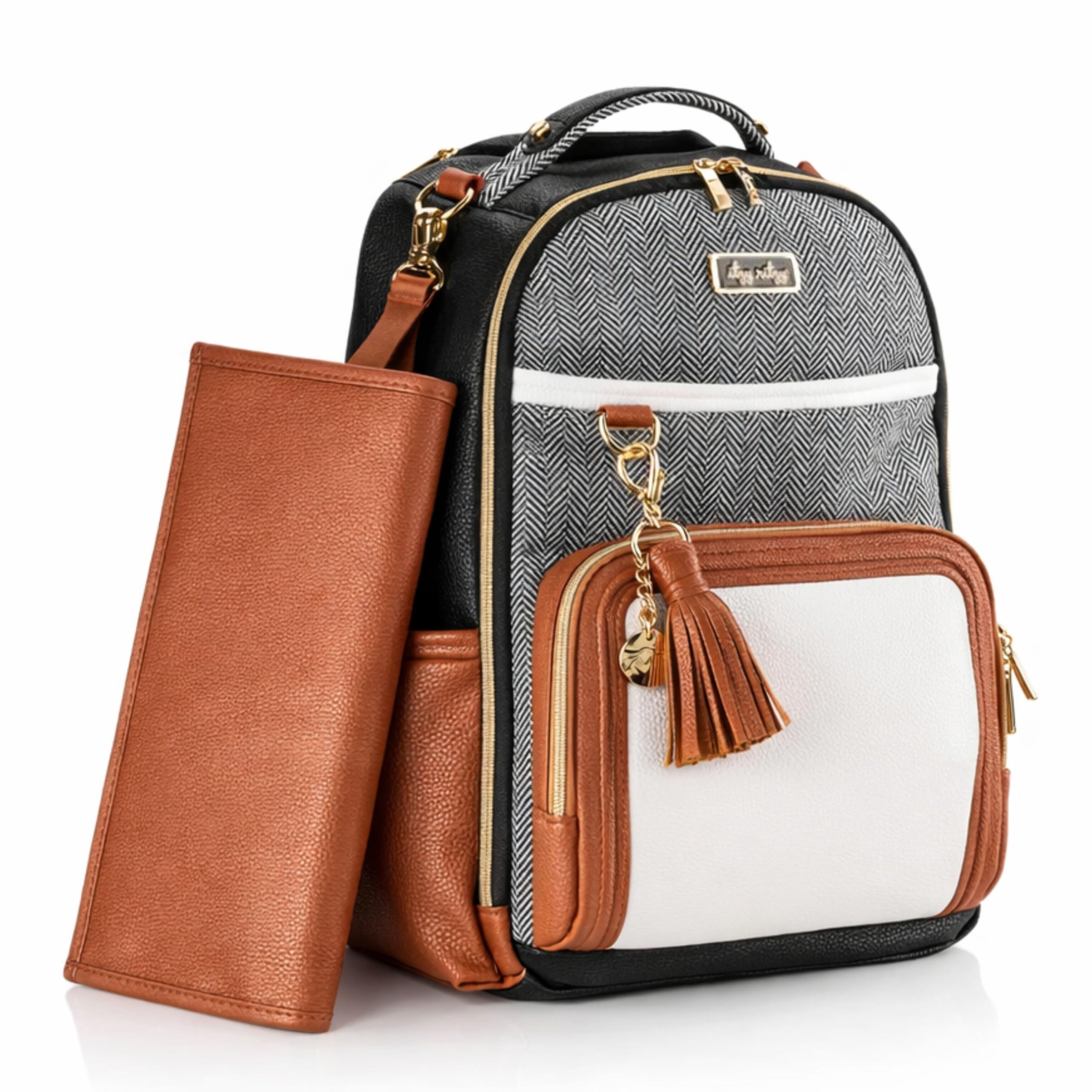Itzy Ritzy Sac à Dos à Langer | Grand Sac à Couches avec Tapis | Assez grand pour leur monde, organisé pour le vôtre | 19 Poches, Porte-Biberons Isothermes, Attaches Poussette | Café et Crème