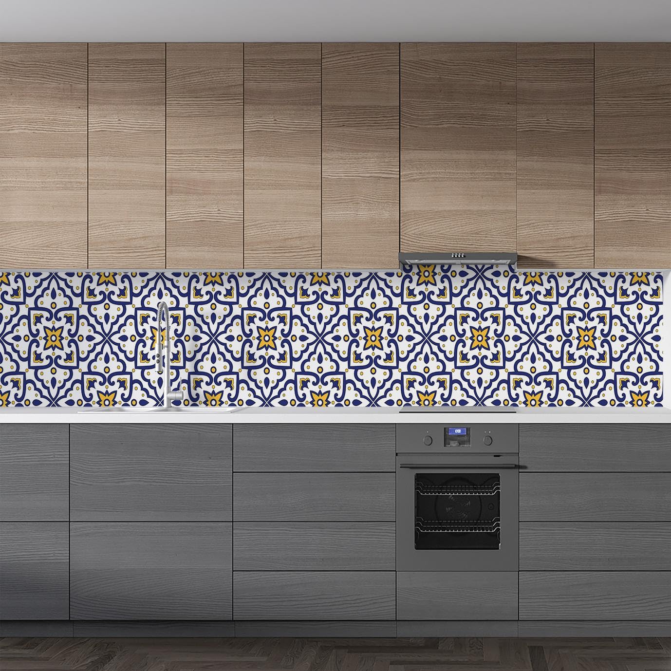 Mutfak Tezgah Arası Folyo Fayans Kaplama Folyosu İtalyan Çini Motif 60x500 CM