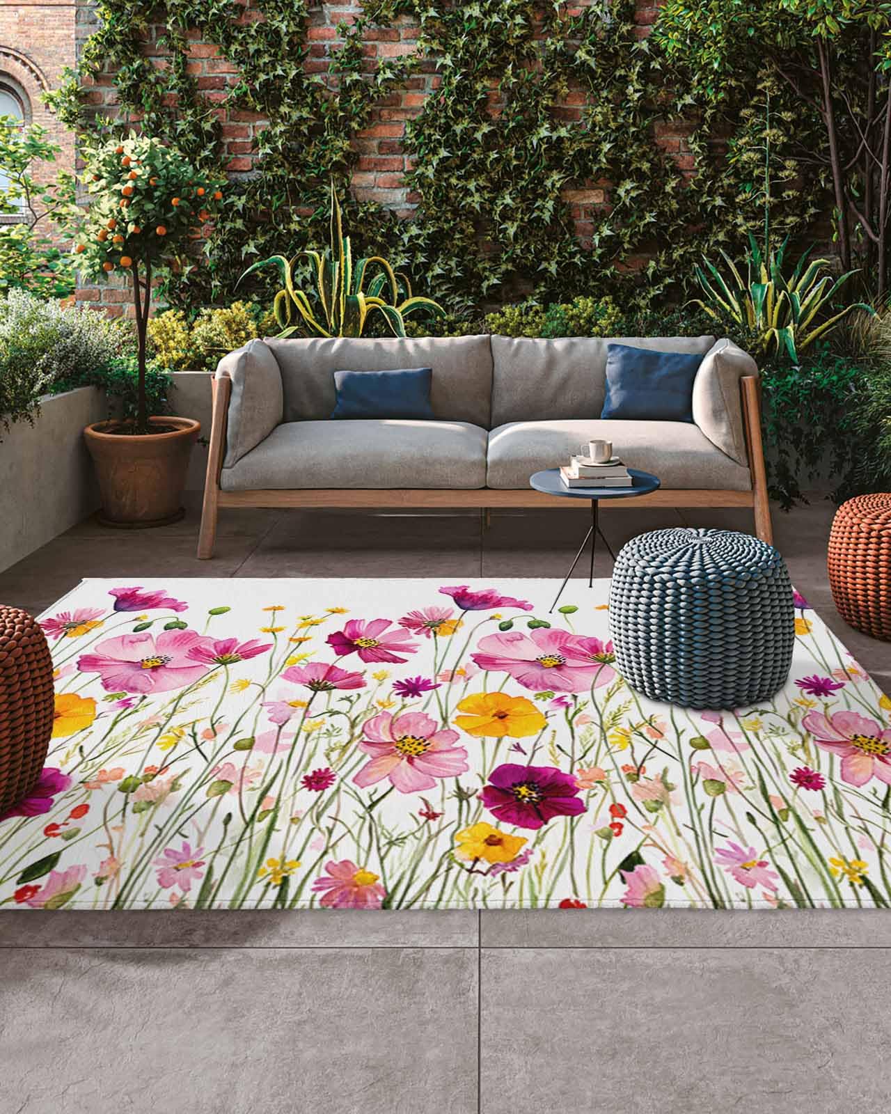 Amazon.com: Outdoor Rug, Spring Pink Flower Summer Absorbant Non