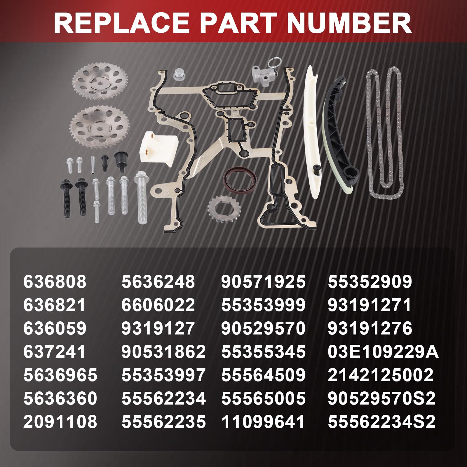 Kit de cadena de distribución Flydida, ajustador del árbol de levas para Aveo, Astra J, Adam M13, Cascada W13, Corsa D, Insignia A, Meriva B, Mokka, Zafira C Tourer 1.2 y 1.4# 55562234, 636059.