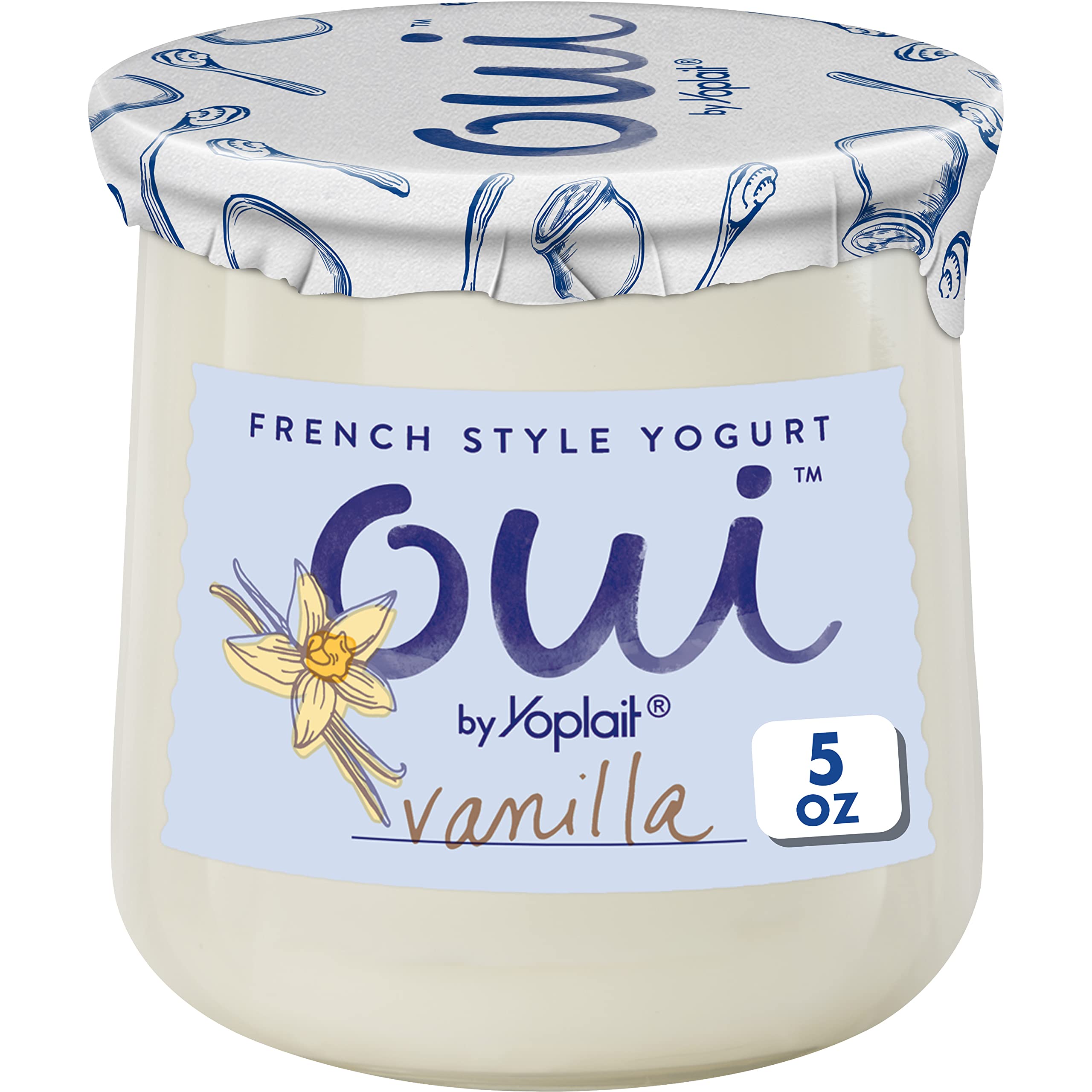 Oui by Yoplait Vanilla Whole Milk Yogurt, French Style Yogurt Snack, 5 OZ Glass Yogurt Jar 5 Ounce
