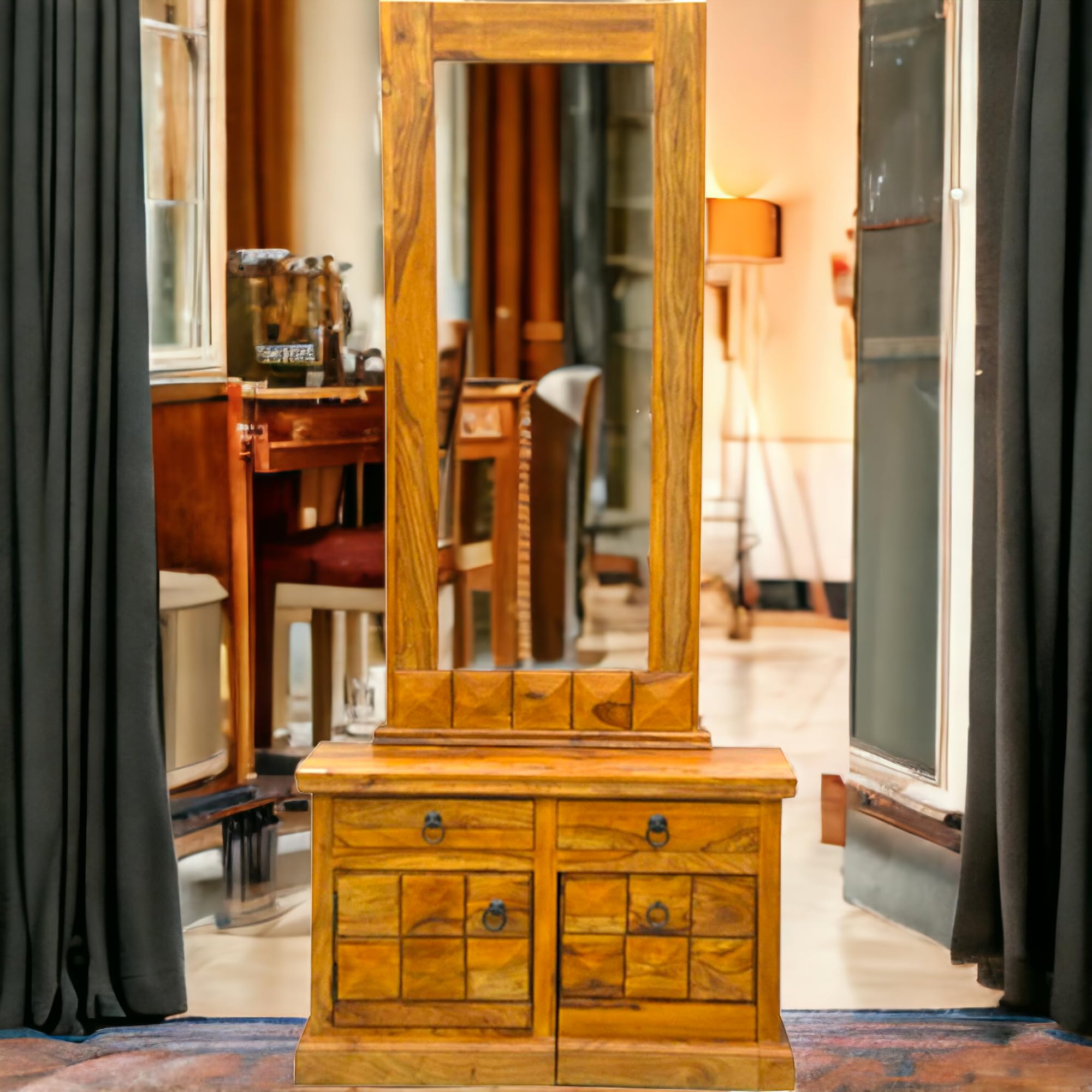 Suryavanshi Solid Sheesham Wood Dressing Table with Storage & Shelves Solid Wood Dressing Table-image-41