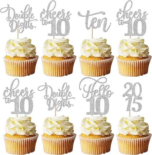 Miniatura 120 de Rsstarxi Paquete de 30 adornos para cupcakes de 15 cumpleaños con purpurina Mis Membrillo 15 desde 2010 Feliz 15º Cupcake Toppers Quince Cheers to