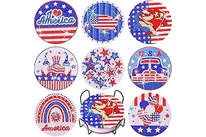 FOWSEEK 4th of July Diamond Painting Coasters