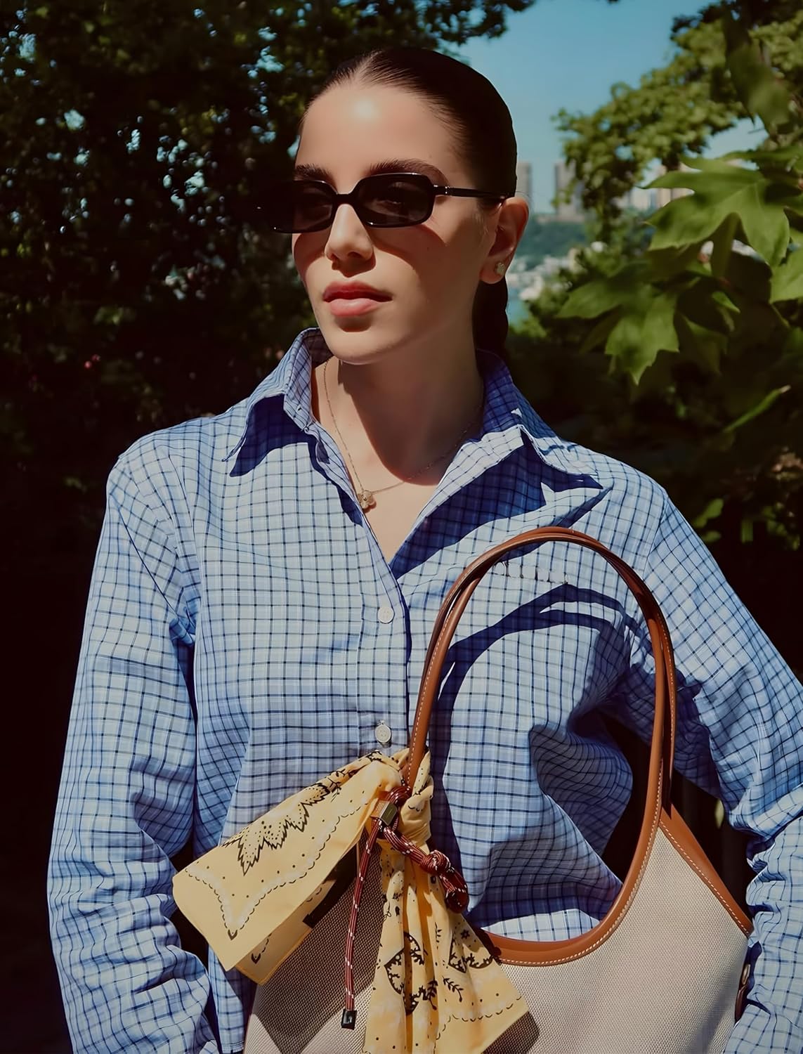 YMRFW Retro Rectangular Sunglasses for Women Narrow Trendy Small 90s Style Square Frame UV Protection Sun Glasses - Image 2