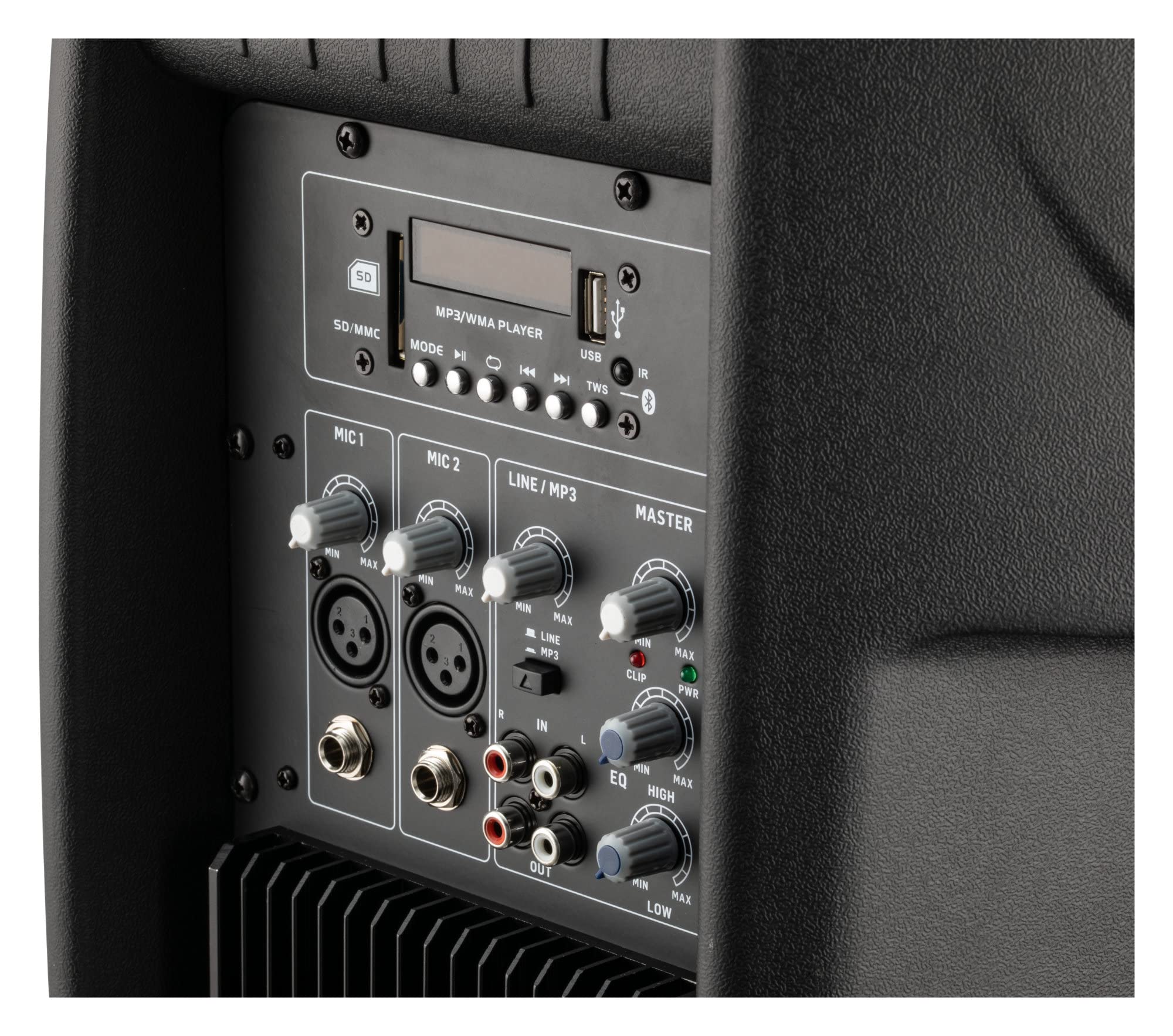 McGrey P215 MA Aktiv-Lautsprecher - FM/USB/SD/Bluetooth® MP3-Player - 120 W RMS / 800 W Peak - 2-Wege-System mit 15" Woofer und 1" Hochtöner - ABS-Kunststoffgehäuse - Schwarz